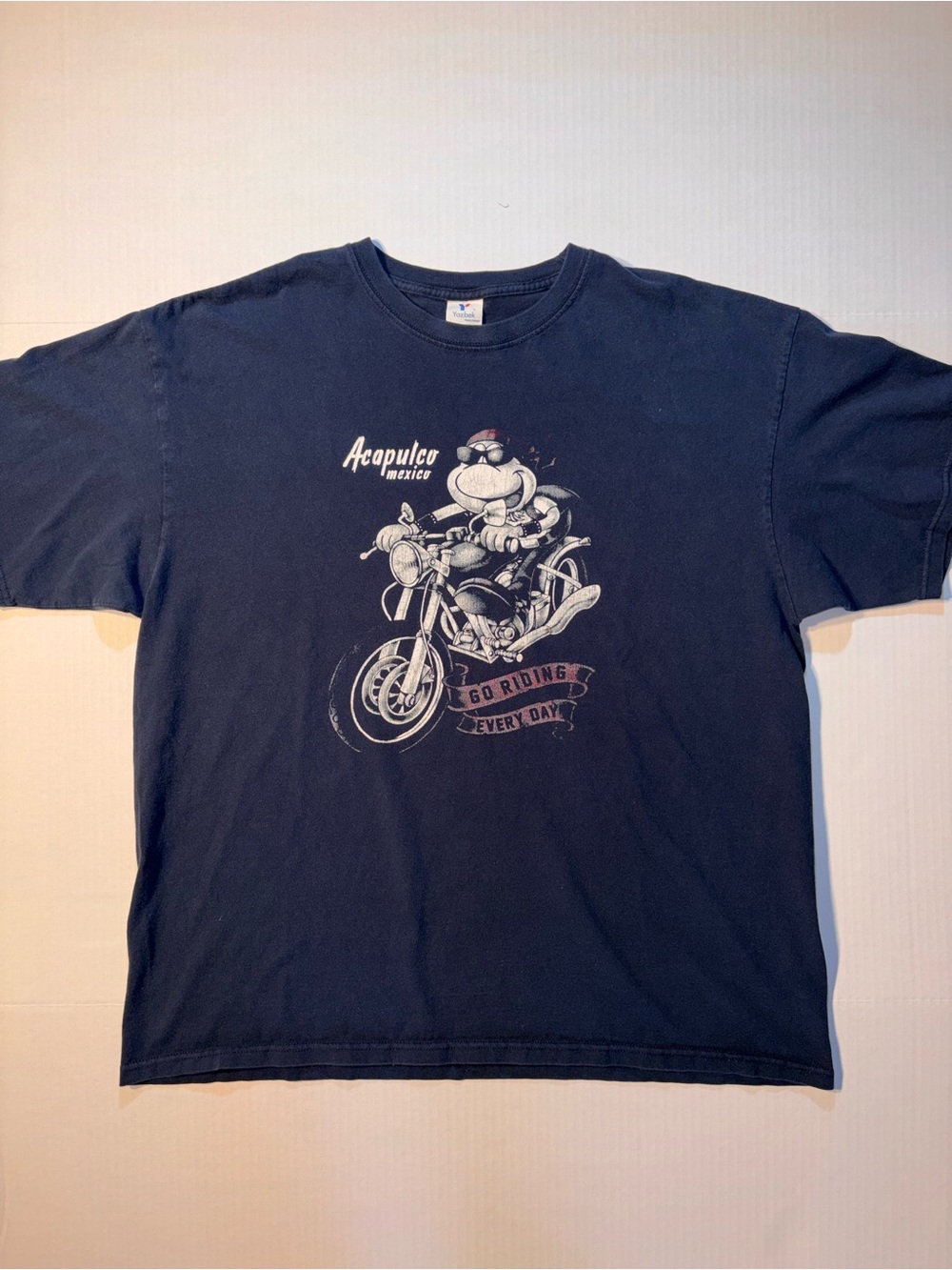 Vtg Acapulco Mexico Harley Choppers Biker Frog Cartoon Motorcycle T-Shirt 2XL
